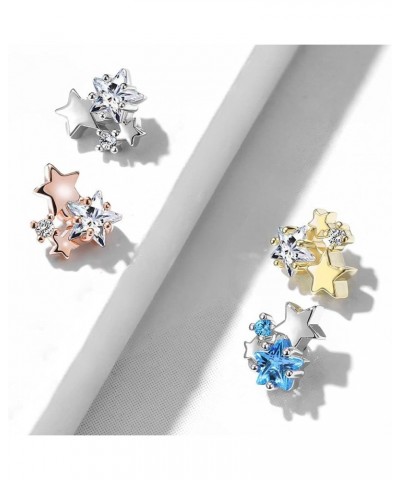 14GA Stainless Steel Internally Threaded CZ Crystal Star Cluster Dermal Anchor Top Gold Tone $8.28 Body Jewelry