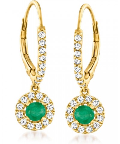 0.50 ct. t.w. Emerald and .70 ct. t.w. White Zircon Drop Earrings in 18kt Gold Over Sterling $46.80 Earrings