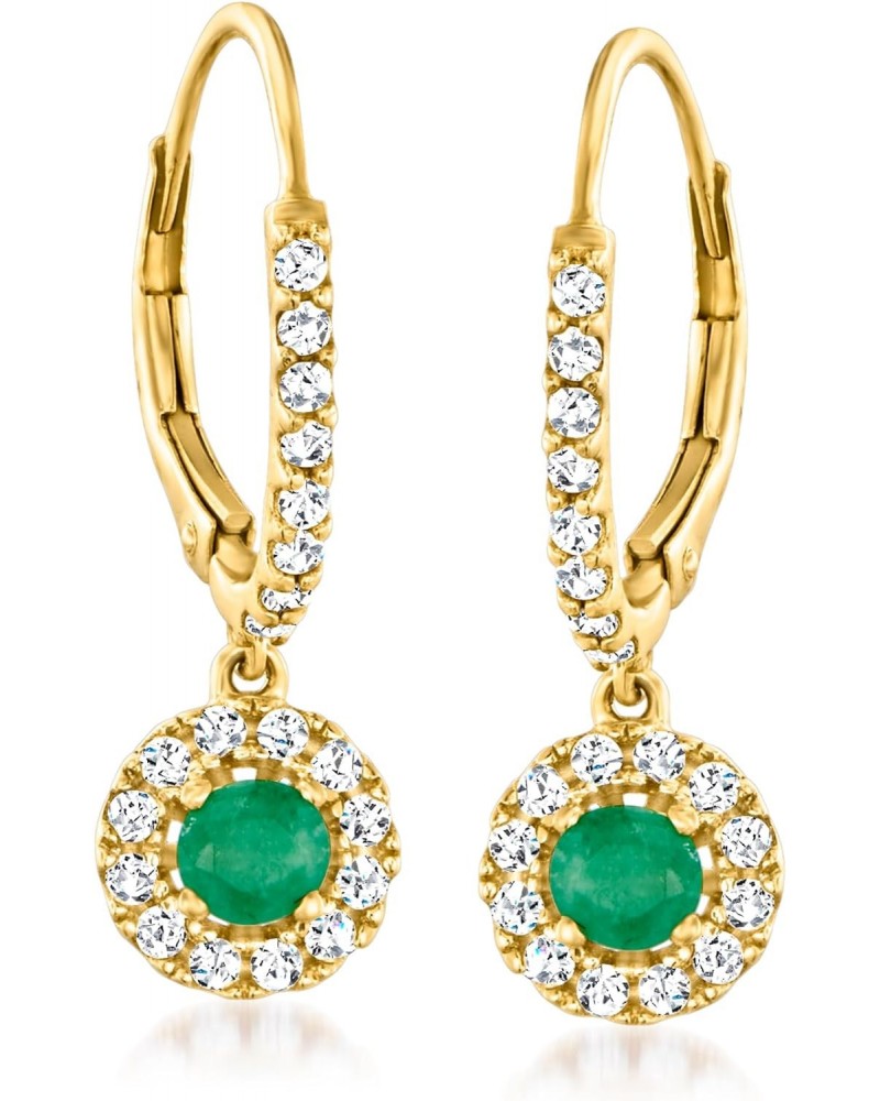 0.50 ct. t.w. Emerald and .70 ct. t.w. White Zircon Drop Earrings in 18kt Gold Over Sterling $46.80 Earrings