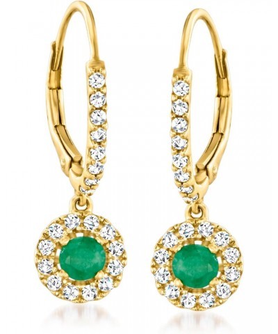 0.50 ct. t.w. Emerald and .70 ct. t.w. White Zircon Drop Earrings in 18kt Gold Over Sterling $46.80 Earrings