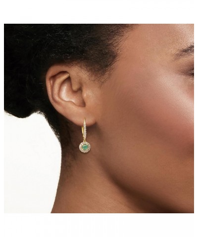 0.50 ct. t.w. Emerald and .70 ct. t.w. White Zircon Drop Earrings in 18kt Gold Over Sterling $46.80 Earrings