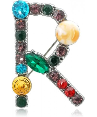 Letter Brooch Pins Initial Colorful Rhinestone Resin Brooch for Women Crafts Breastpin Silvery A-Z Silver R $7.64 Brooches & ...