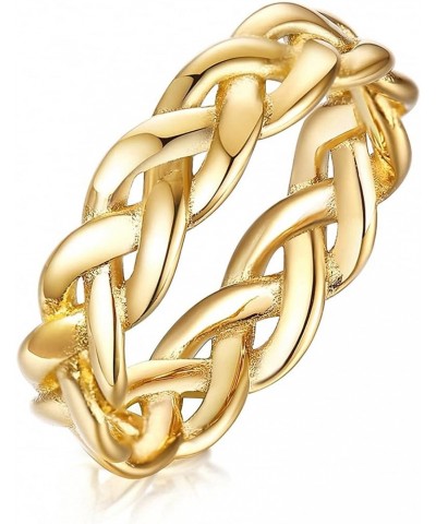 6mm Minimalist 18K Gold Stainless Steel Rings Women Link Chain Ring Finger Rings 5mm Braided gold $8.95 Rings