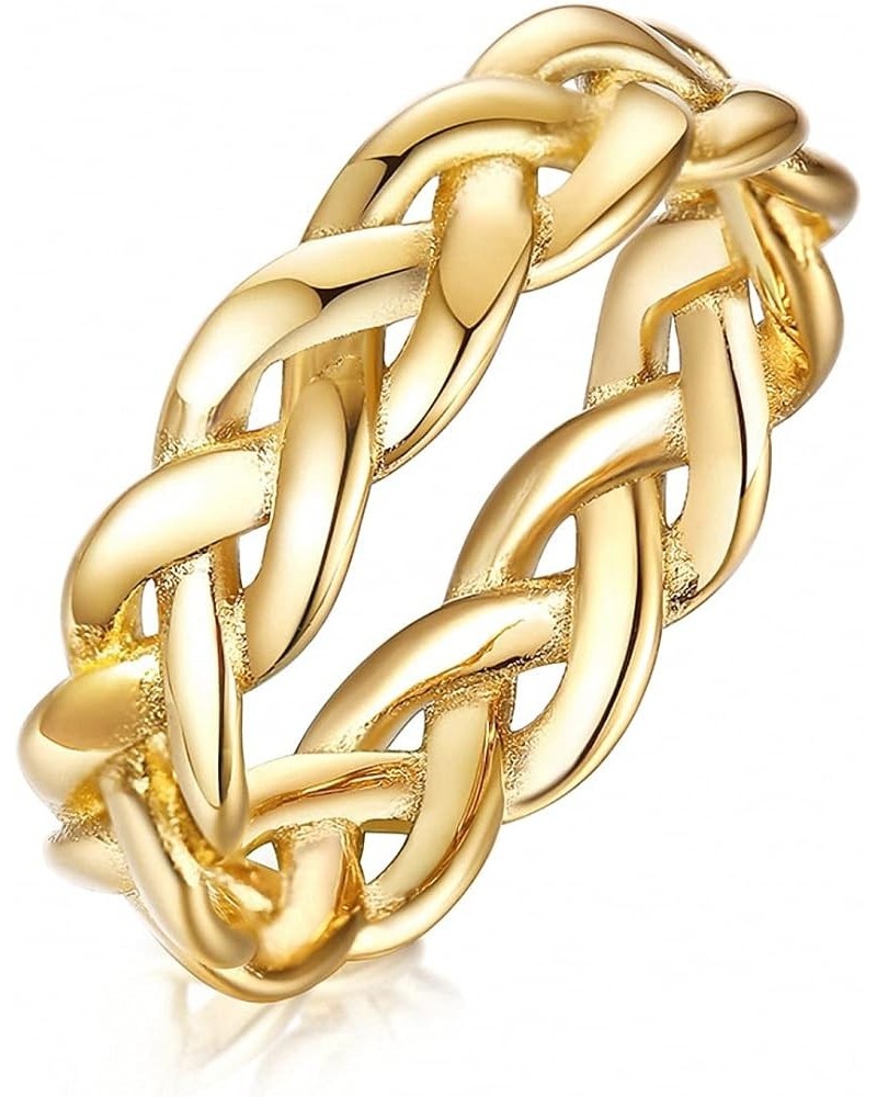 6mm Minimalist 18K Gold Stainless Steel Rings Women Link Chain Ring Finger Rings 5mm Braided gold $8.95 Rings