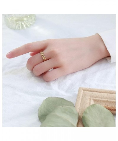 6mm Minimalist 18K Gold Stainless Steel Rings Women Link Chain Ring Finger Rings 5mm Braided gold $8.95 Rings