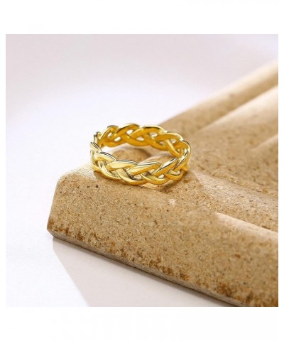 6mm Minimalist 18K Gold Stainless Steel Rings Women Link Chain Ring Finger Rings 5mm Braided gold $8.95 Rings