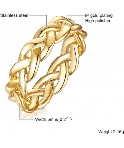 6mm Minimalist 18K Gold Stainless Steel Rings Women Link Chain Ring Finger Rings 5mm Braided gold $8.95 Rings