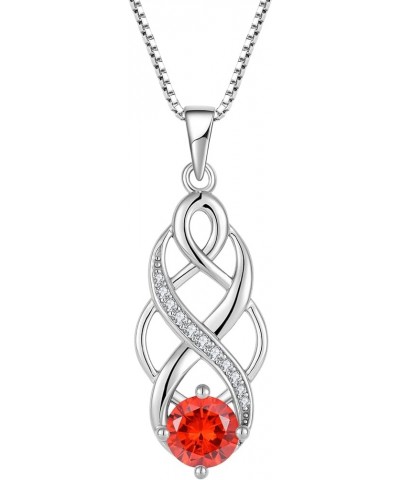 Infinity Necklace for Women Sterling Silver Celtic Knot Pendant Good Luck Polished Jewelry Created Garnet $26.65 Necklaces