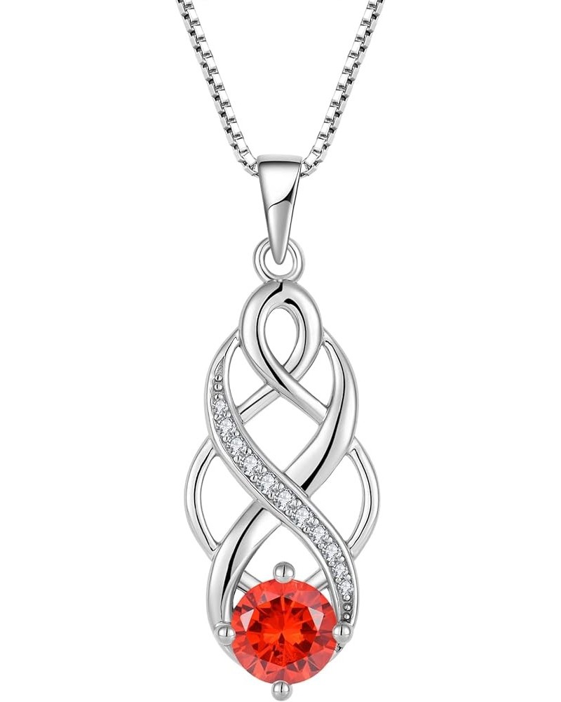 Infinity Necklace for Women Sterling Silver Celtic Knot Pendant Good Luck Polished Jewelry Created Garnet $26.65 Necklaces