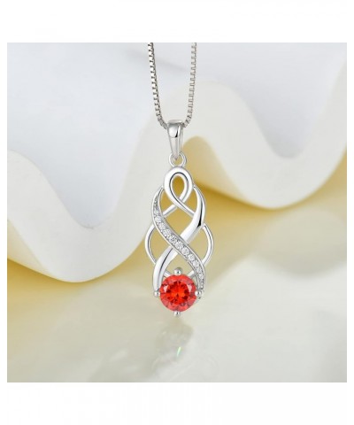 Infinity Necklace for Women Sterling Silver Celtic Knot Pendant Good Luck Polished Jewelry Created Garnet $26.65 Necklaces