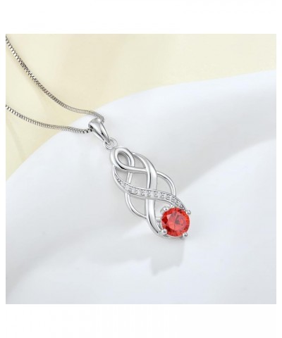 Infinity Necklace for Women Sterling Silver Celtic Knot Pendant Good Luck Polished Jewelry Created Garnet $26.65 Necklaces