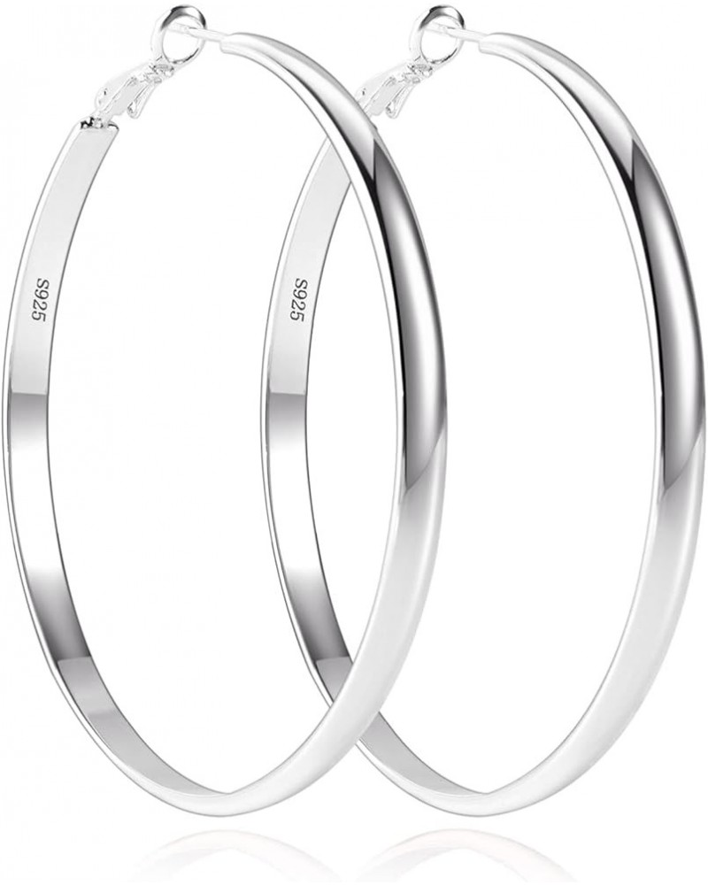 Silver Hoop Earrings Large Silver Hoop Earrings for Women Girls Lightweight 925 Sterling Silver Hoops Earrings (30/40/50/60mm...