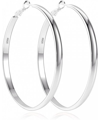 Silver Hoop Earrings Large Silver Hoop Earrings for Women Girls Lightweight 925 Sterling Silver Hoops Earrings (30/40/50/60mm...