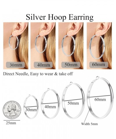 Silver Hoop Earrings Large Silver Hoop Earrings for Women Girls Lightweight 925 Sterling Silver Hoops Earrings (30/40/50/60mm...