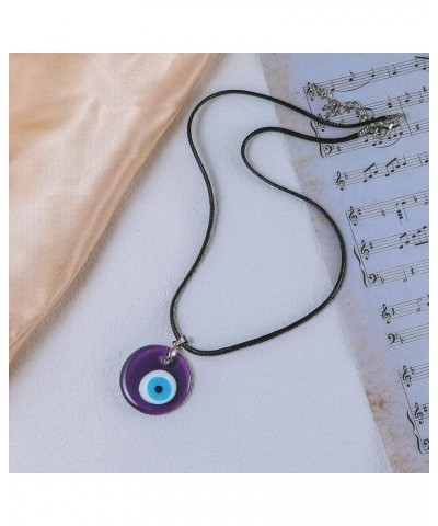 Turkish Blue Evil Eye Pendant Necklace Leather Rope Chain Cord Glass Evil Eye Protection Lucky Jewelry for Women Men purple 1...