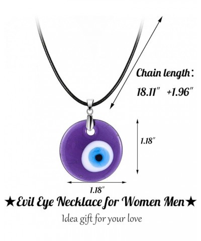 Turkish Blue Evil Eye Pendant Necklace Leather Rope Chain Cord Glass Evil Eye Protection Lucky Jewelry for Women Men purple 1...