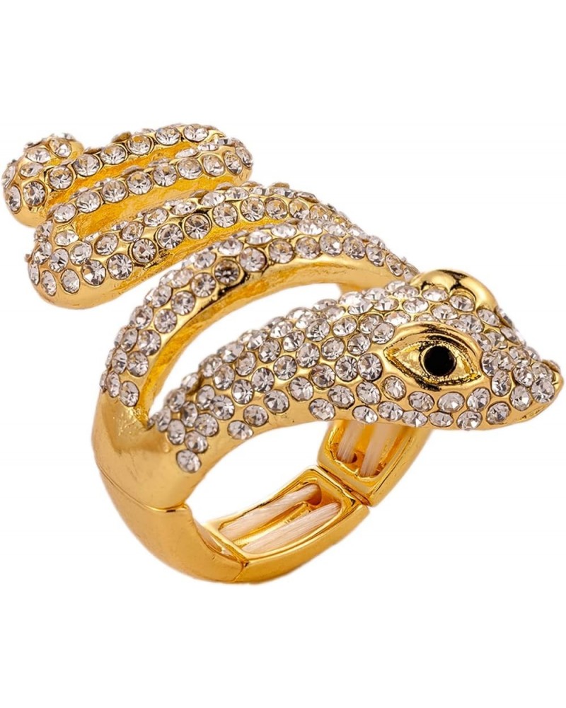 Spiral Wrap Crystal Snake Vintage Chunky Cluster Rhinestone Stretch Statement Cocktail Rings for Women Gold $7.50 Rings