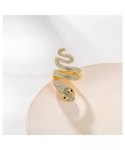 Spiral Wrap Crystal Snake Vintage Chunky Cluster Rhinestone Stretch Statement Cocktail Rings for Women Gold $7.50 Rings