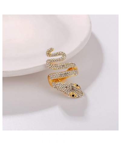 Spiral Wrap Crystal Snake Vintage Chunky Cluster Rhinestone Stretch Statement Cocktail Rings for Women Gold $7.50 Rings