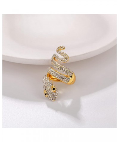 Spiral Wrap Crystal Snake Vintage Chunky Cluster Rhinestone Stretch Statement Cocktail Rings for Women Gold $7.50 Rings