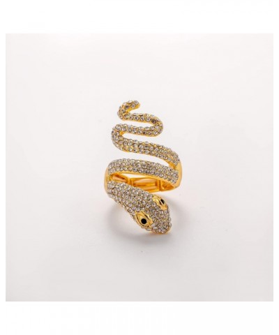 Spiral Wrap Crystal Snake Vintage Chunky Cluster Rhinestone Stretch Statement Cocktail Rings for Women Gold $7.50 Rings