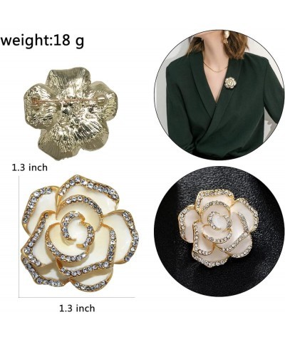 Fashion Rhinestone Flower Brooches Pins Cute Pearl Crystal Floral Lapel Pin Brooch Costume Decorate Jewelry for Women Gril Gi...