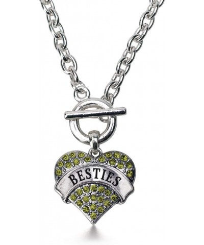 Silver Pave Heart Charm 18 Inch Necklace with Cubic Zirconia Jewelry Green Besties $10.79 Necklaces