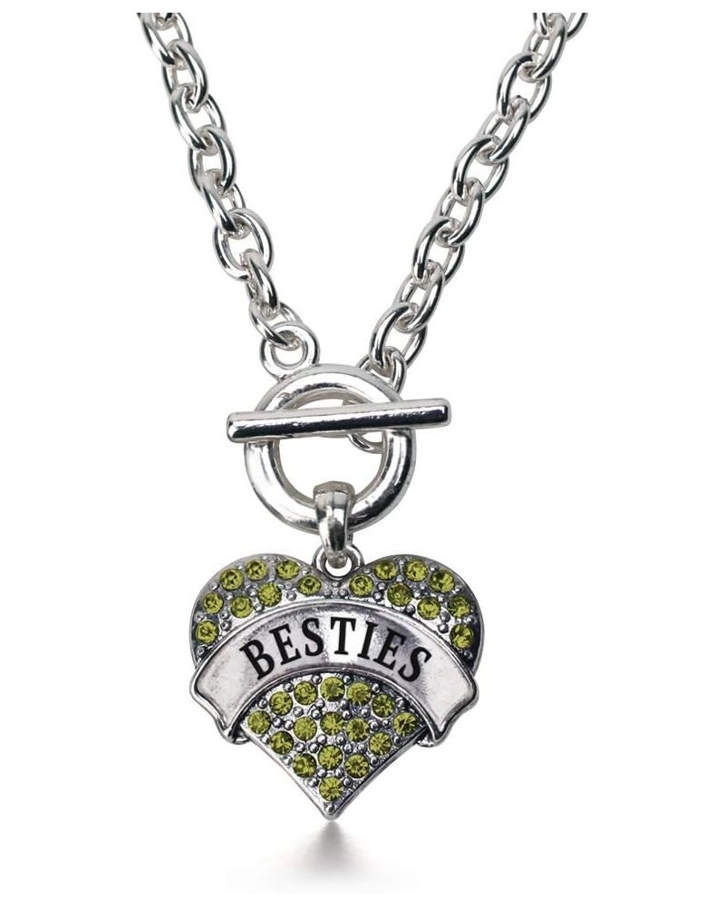 Silver Pave Heart Charm 18 Inch Necklace with Cubic Zirconia Jewelry Green Besties $10.79 Necklaces