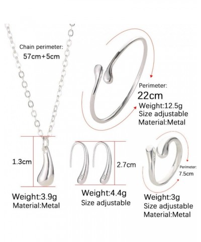 4PCS 925 Sterling Silver Jewelry Set for Women Teardrop Pendant Necklace Earrings Bracelet Ring Fit with Party Meeting Dating...