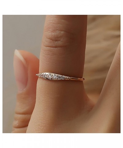 Women Engagement Rings Inlaid Zircon Exquisite Jewelry Simple Proposal Rings Bridal Wedding Band for Wife (Silver, 8) Gold 8 ...