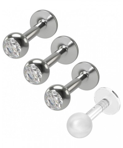 4pcs 14g Labret 5mm CZ Crystal Monroe Lip Rings Stud Earrings Piercing Jewelry (choose Length) 6mm $8.99 Body Jewelry