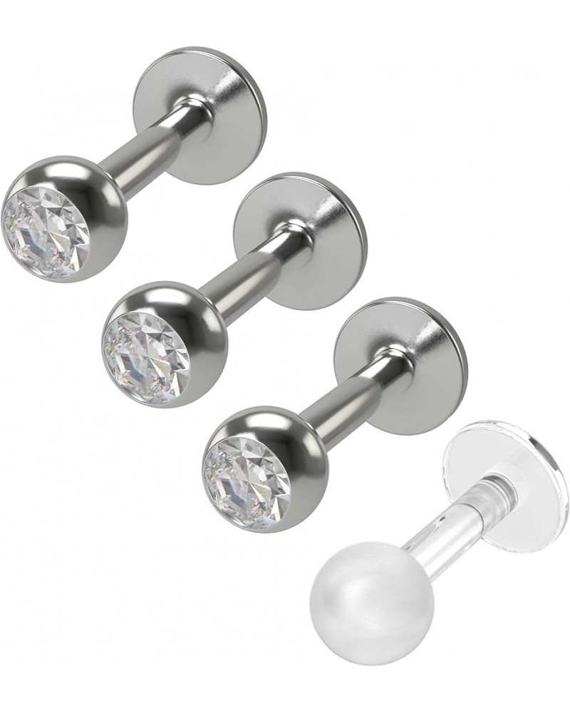 4pcs 14g Labret 5mm CZ Crystal Monroe Lip Rings Stud Earrings Piercing Jewelry (choose Length) 6mm $8.99 Body Jewelry