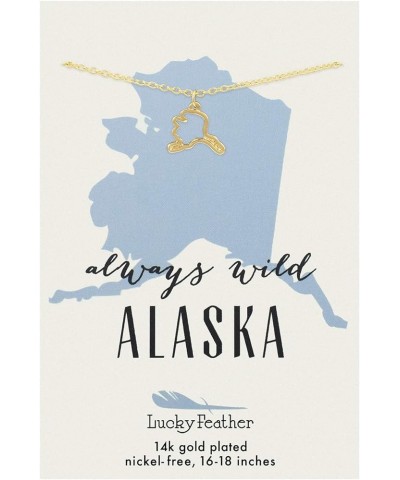 State Necklace 14K Gold-Dipped Pendant on Adjustable 16”-18” Chain Alaska $10.57 Necklaces