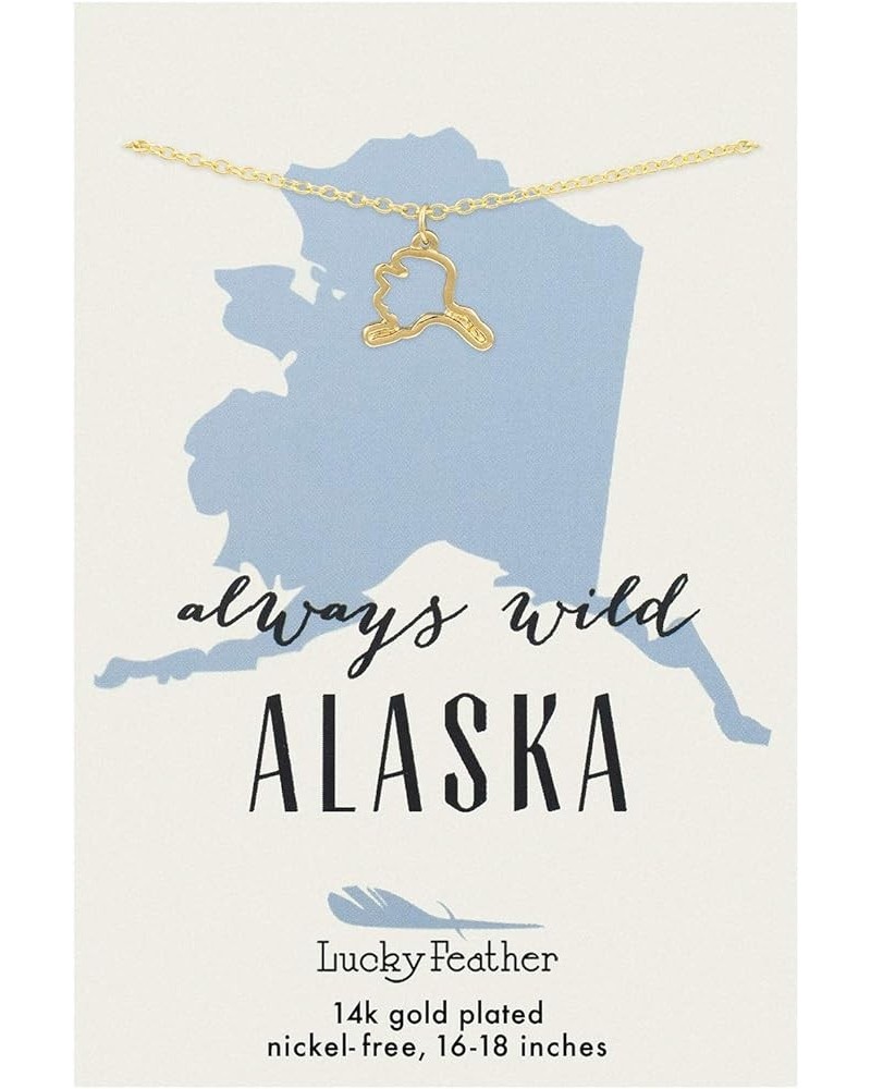 State Necklace 14K Gold-Dipped Pendant on Adjustable 16”-18” Chain Alaska $10.57 Necklaces