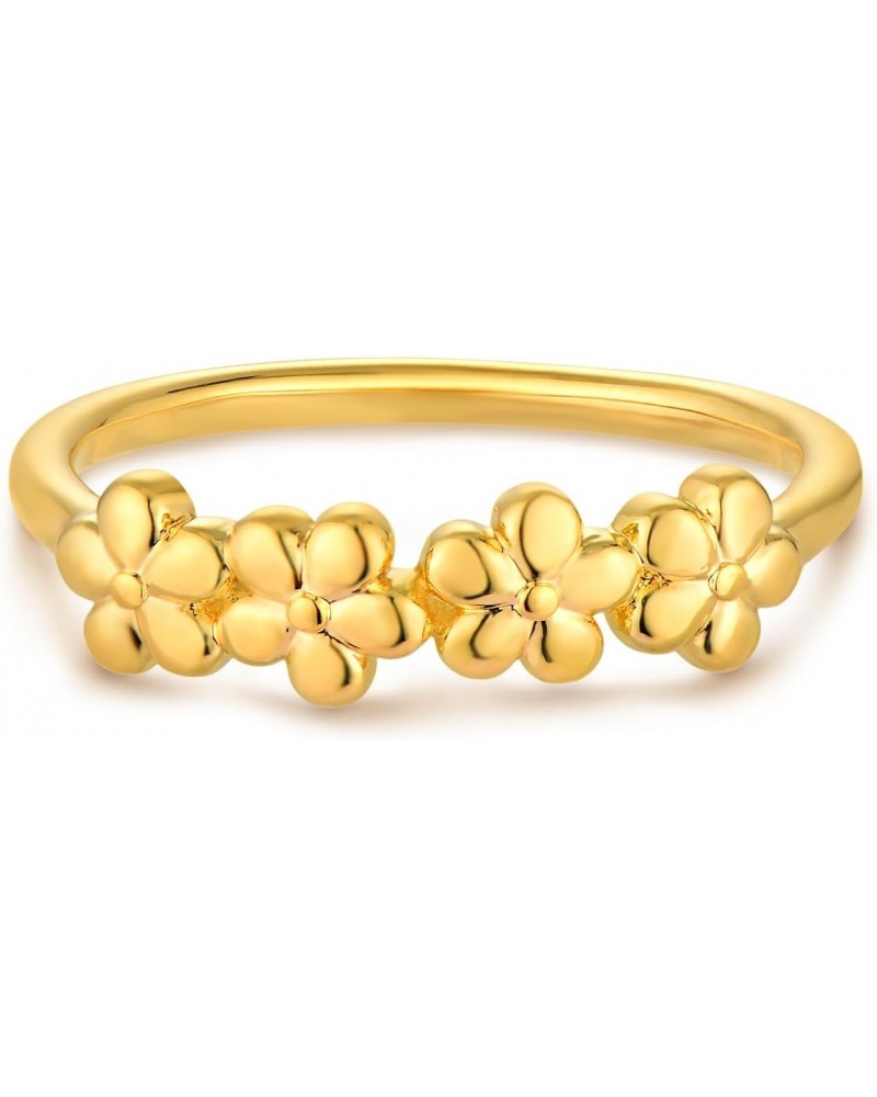 Gold Flower Ring for Women 14K Gold Plated Minimalist Stack Thin Band Finger Jewelry Size 6-8 $9.50 Rings