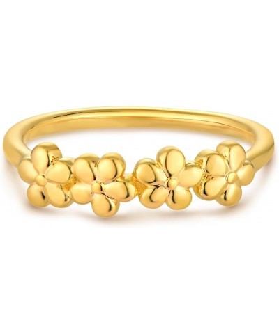 Gold Flower Ring for Women 14K Gold Plated Minimalist Stack Thin Band Finger Jewelry Size 6-8 $9.50 Rings