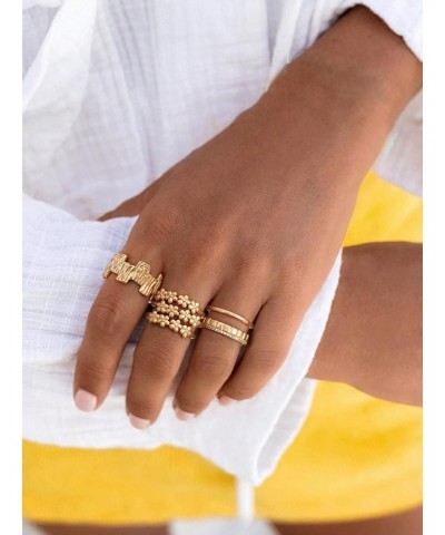 Gold Flower Ring for Women 14K Gold Plated Minimalist Stack Thin Band Finger Jewelry Size 6-8 $9.50 Rings