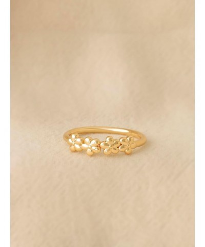 Gold Flower Ring for Women 14K Gold Plated Minimalist Stack Thin Band Finger Jewelry Size 6-8 $9.50 Rings