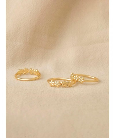 Gold Flower Ring for Women 14K Gold Plated Minimalist Stack Thin Band Finger Jewelry Size 6-8 $9.50 Rings