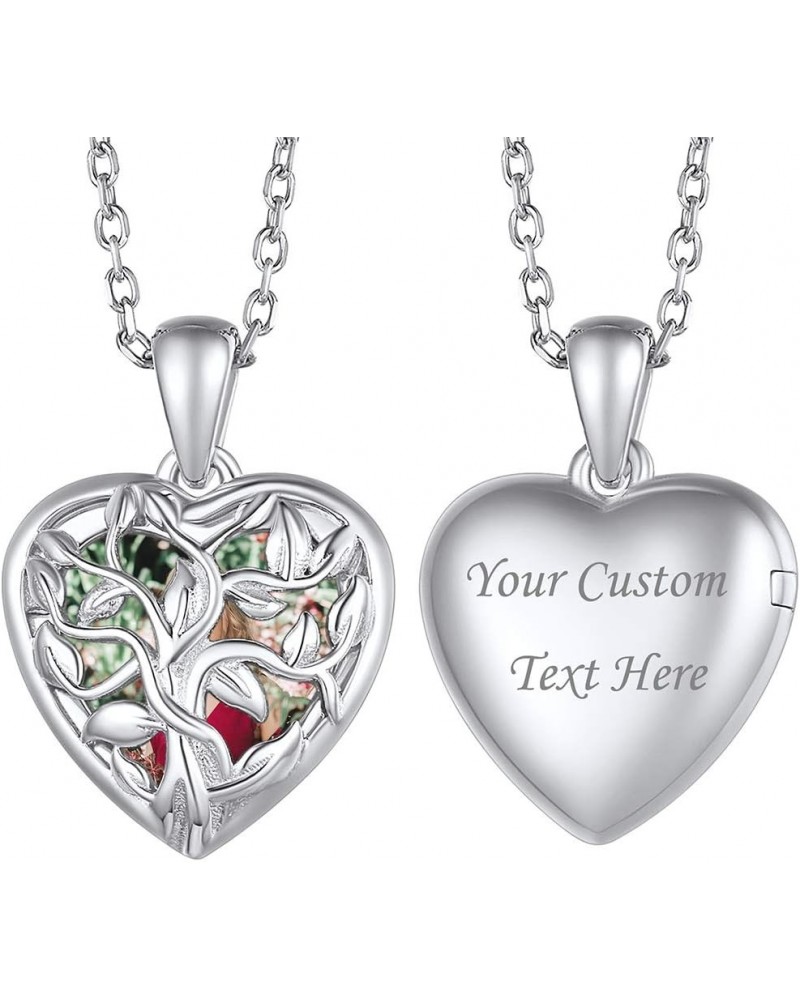 Heart Locket Necklace that Holds Pictures, 925 Sterling Silver/18K Gold/Platinum Plated Heart/Angel Wing/Tree of Life Photo P...