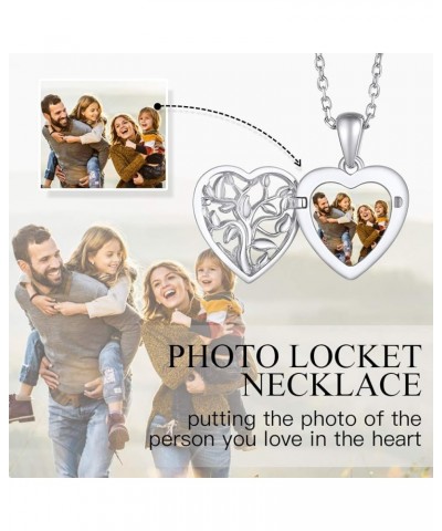 Heart Locket Necklace that Holds Pictures, 925 Sterling Silver/18K Gold/Platinum Plated Heart/Angel Wing/Tree of Life Photo P...