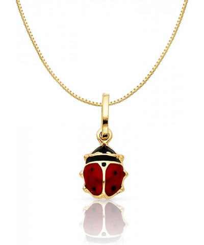 14K Yellow Gold Lady Bug Colored Enamel Lucky Charm Pendant with 0.6mm Box Chain Necklace 16.0 Inches $83.66 Necklaces