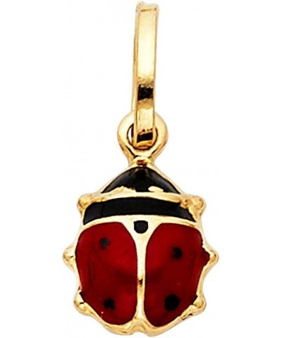 14K Yellow Gold Lady Bug Colored Enamel Lucky Charm Pendant with 0.6mm Box Chain Necklace 16.0 Inches $83.66 Necklaces