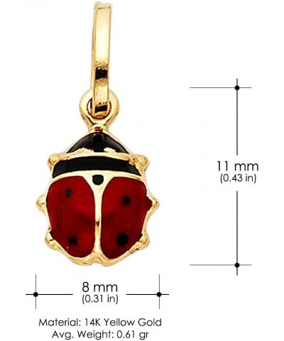 14K Yellow Gold Lady Bug Colored Enamel Lucky Charm Pendant with 0.6mm Box Chain Necklace 16.0 Inches $83.66 Necklaces