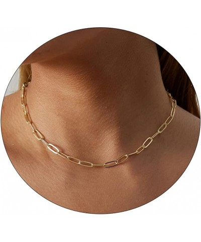 Dainty Gold Chain Choker Necklace for Women 18K Gold Plated Minimalist Figaro Beaded Lace Satellite Coin Chain Necklace Delic...