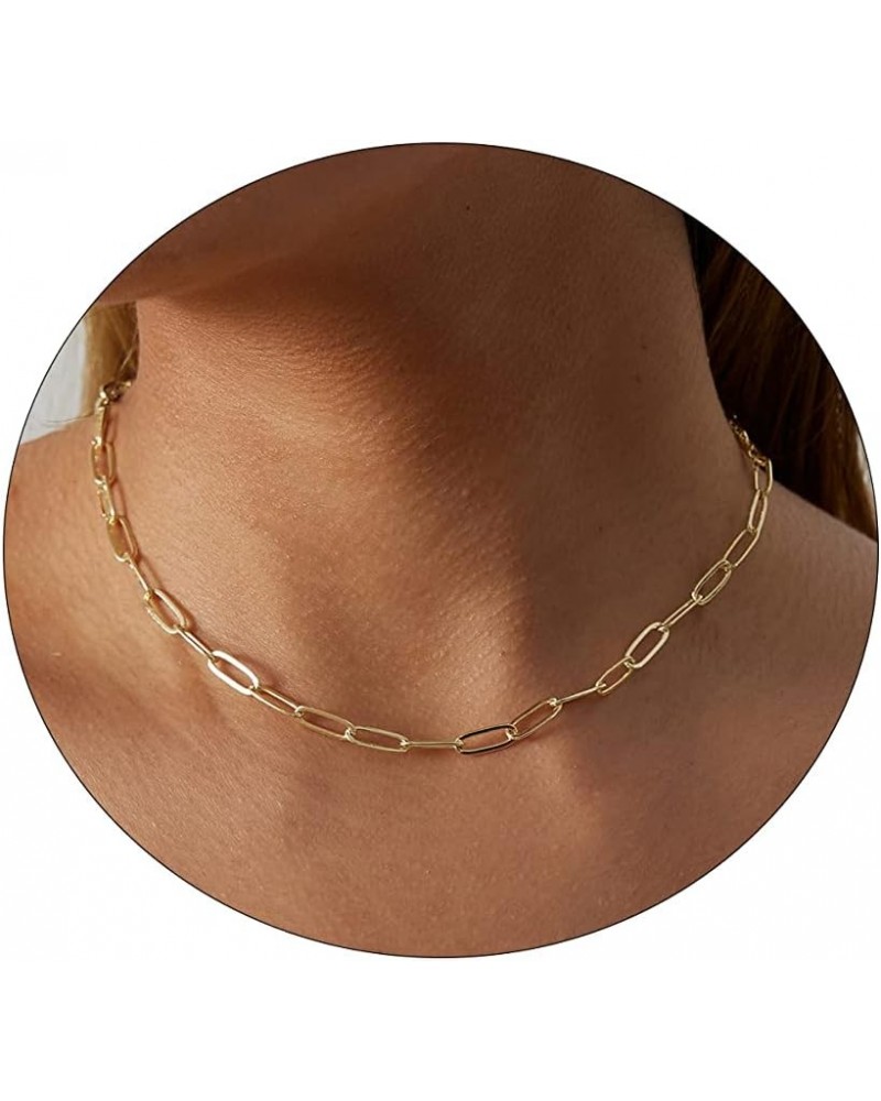 Dainty Gold Chain Choker Necklace for Women 18K Gold Plated Minimalist Figaro Beaded Lace Satellite Coin Chain Necklace Delic...