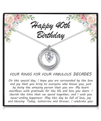 30th 40th 50th 60th 70th 80th Birthday Gifts for Women, Heart Cubic Zirconia Pendant Circles Necklace for Her 30 40 50 60 70 ...