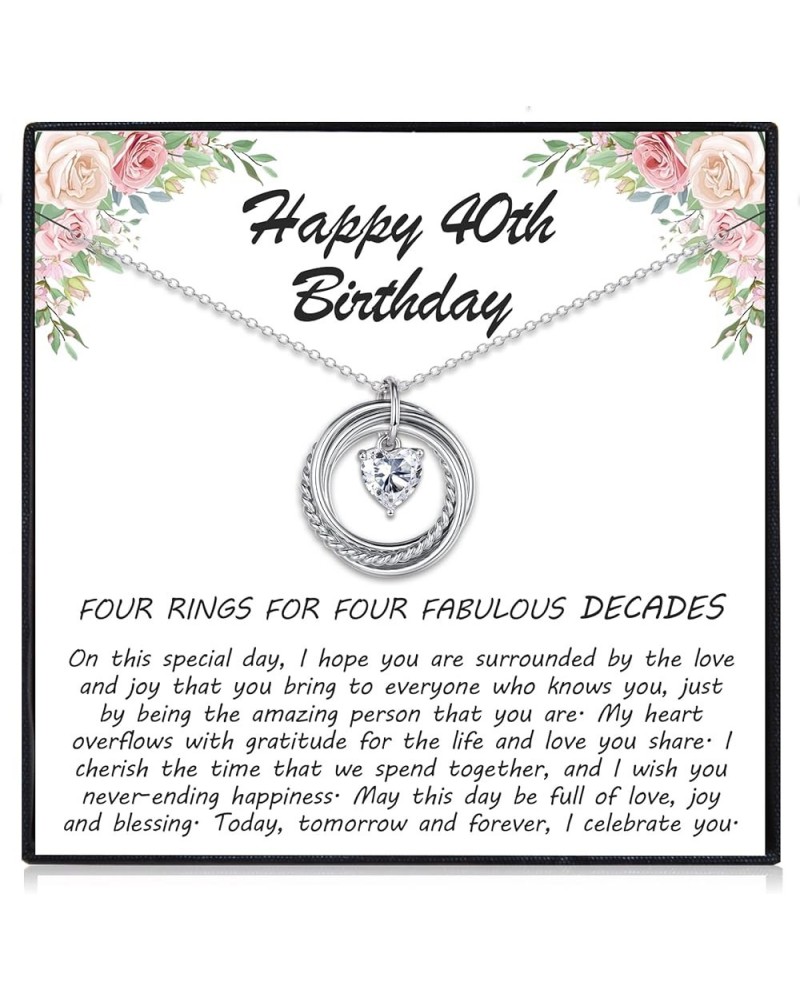 30th 40th 50th 60th 70th 80th Birthday Gifts for Women, Heart Cubic Zirconia Pendant Circles Necklace for Her 30 40 50 60 70 ...