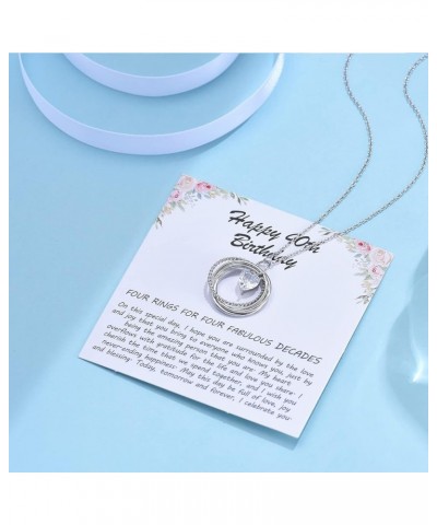 30th 40th 50th 60th 70th 80th Birthday Gifts for Women, Heart Cubic Zirconia Pendant Circles Necklace for Her 30 40 50 60 70 ...