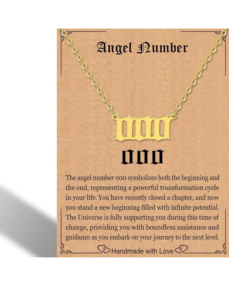 Angel Number Necklace For Women,Dainty Gold Plated Number 000 1111 111 222 333 444 555 666 777 888 999 Pendants Choker Chain ...